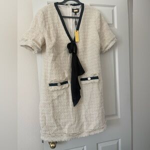 NWT Alexia Admor tweed dress with bow tie. Size 12. Ivory